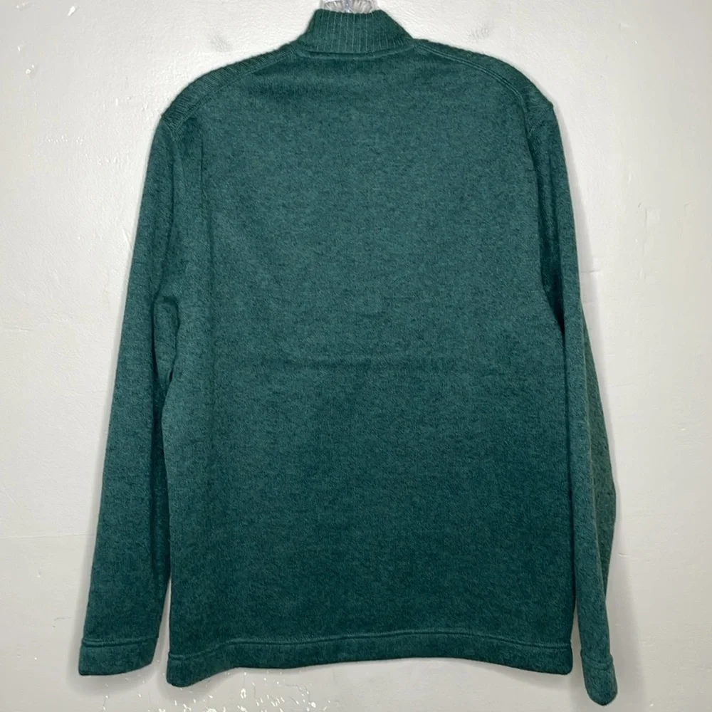 ASPEN Sweater Green Quarter Button Ski Outdoorsman Mock Neck Grandpa Preppy Med